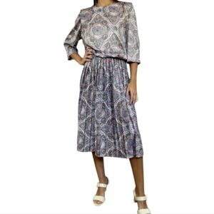 VINTAGE librarian mandala print Midi dress